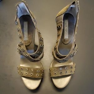 Suede Olive Green Grommet Banana Republic Heels